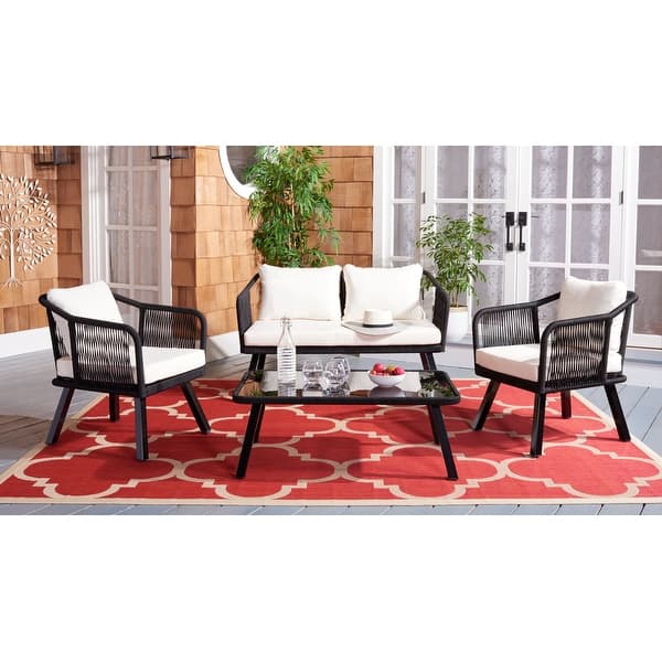 slide 2 of 30, SAFAVIEH Outdoor Torsla 4-Piece Rope Patio Set