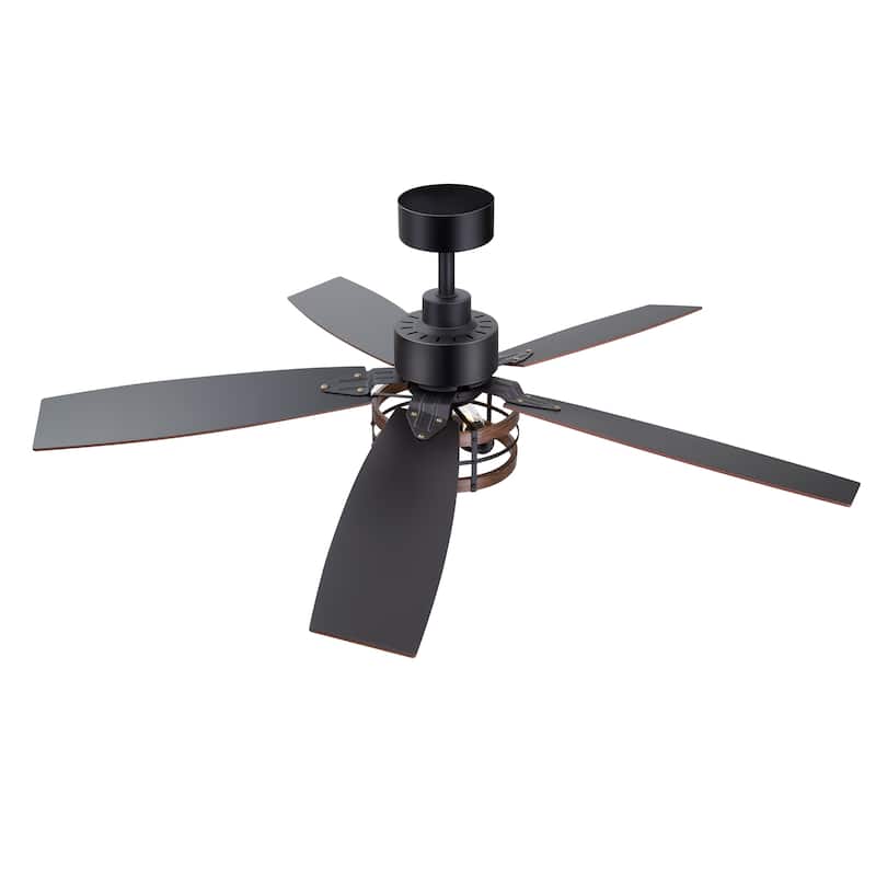52-inch Farmhouse Ceiling Fan with Light and Remote(5 Reversible Blades）