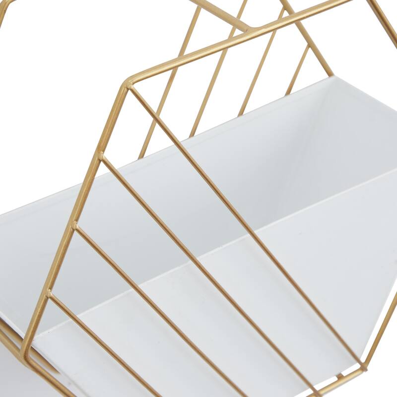 Metal Geometric Hanging Indoor Outdoor Wall Planter - Set of 2 White - Roche River Decor - 5"W x 12"L x 10"H