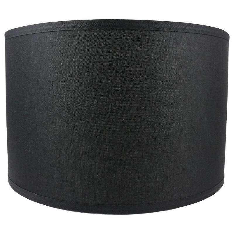 Classic Drum Smooth Linen Lamp Shade, 8" to 16" Bottom Size - 16" - Black
