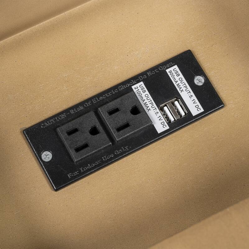 24.4''W End Table Flip Top Side Table with USB Ports,Bookshelf ,cup holders