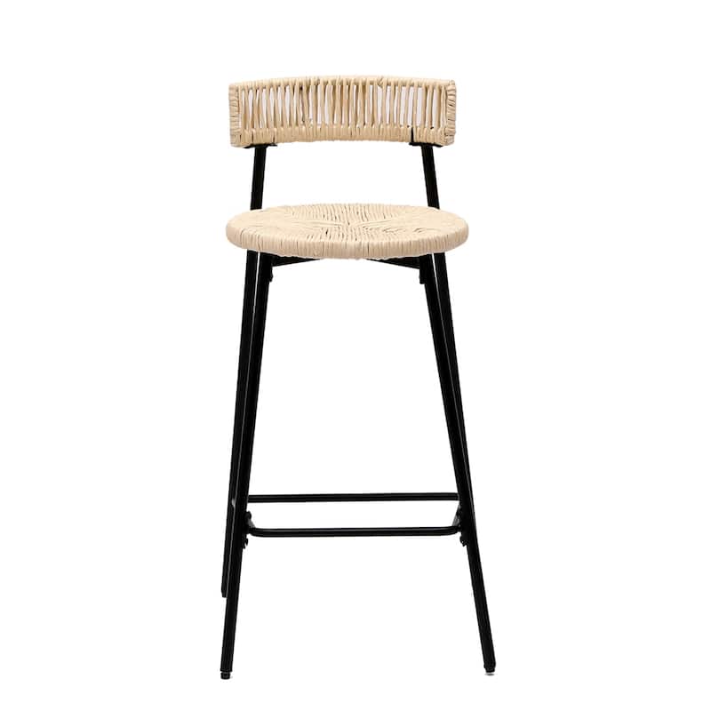 Counter Stools,Handwoven Paper Rope Bar Stools Dining Pub Chairs,2 PCS