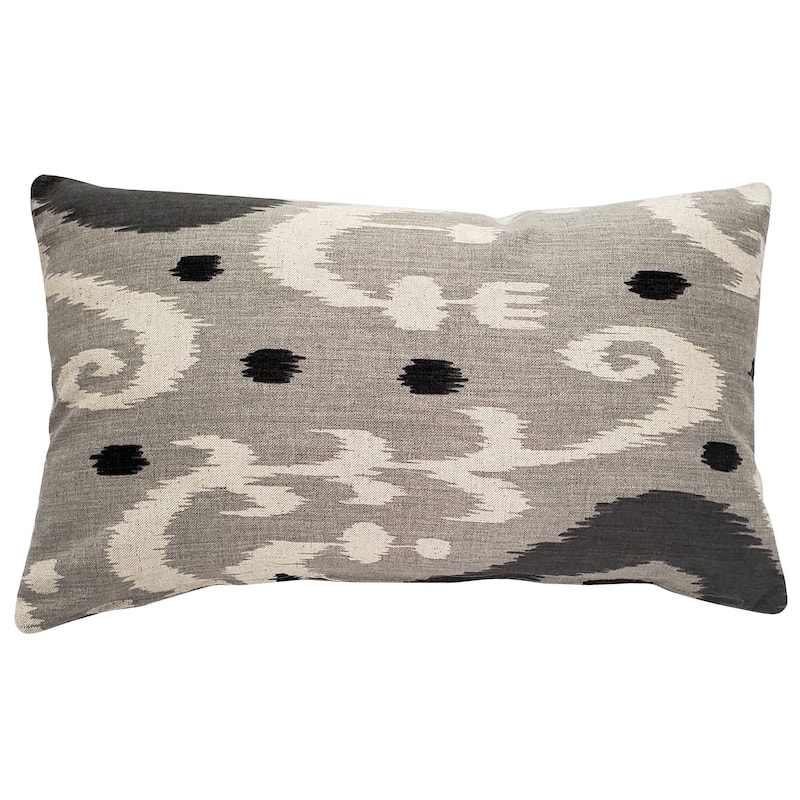 Pillow Decor Indah Ikat Gray 12x20 Throw Pillow