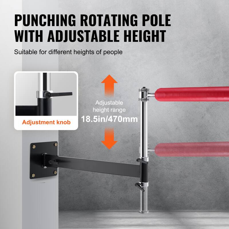 Wall Mount Boxing Spinning Bar, Adjustable Punching Spinning Bar, Boxing Speed Trainer with Gloves, Boxing Training Equipment