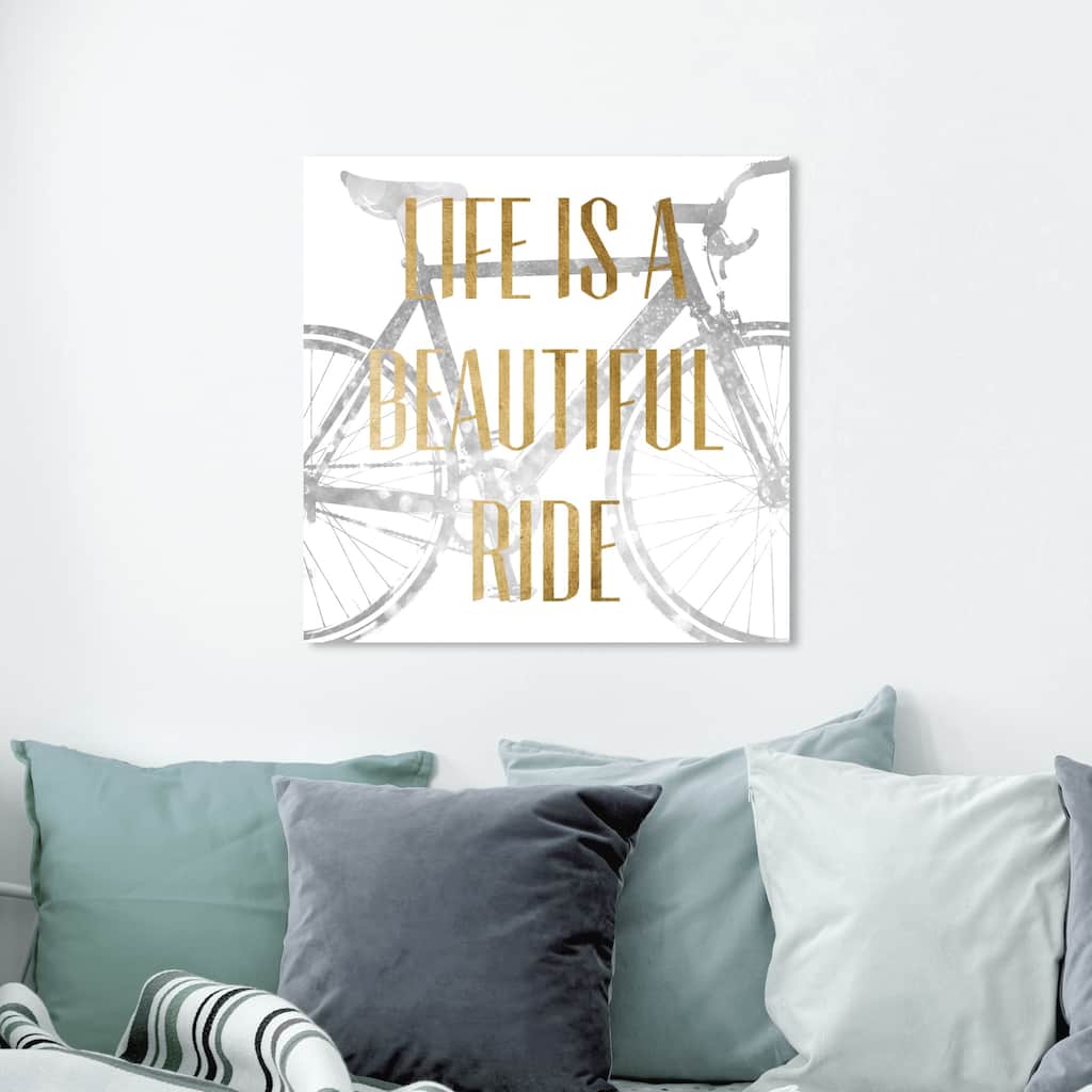 Oliver Gal 'Beautiful Ride' Typography and Quotes Wall Art Canvas Print - Gold, Gray