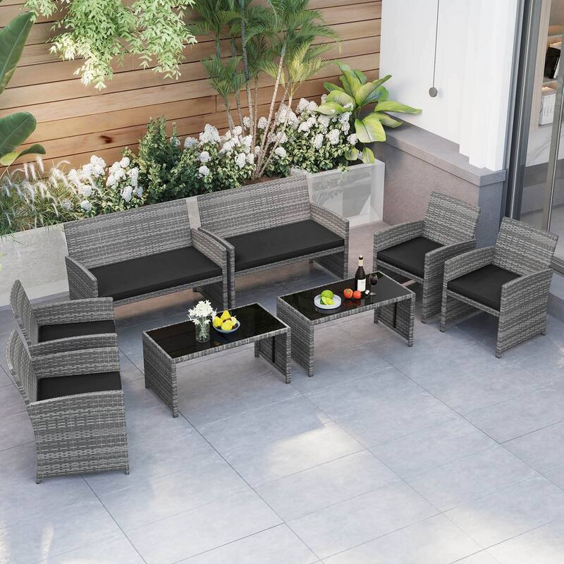 Costway 4 PCS Patio Conversation Set with Seat Cushions & Tempered - See Details