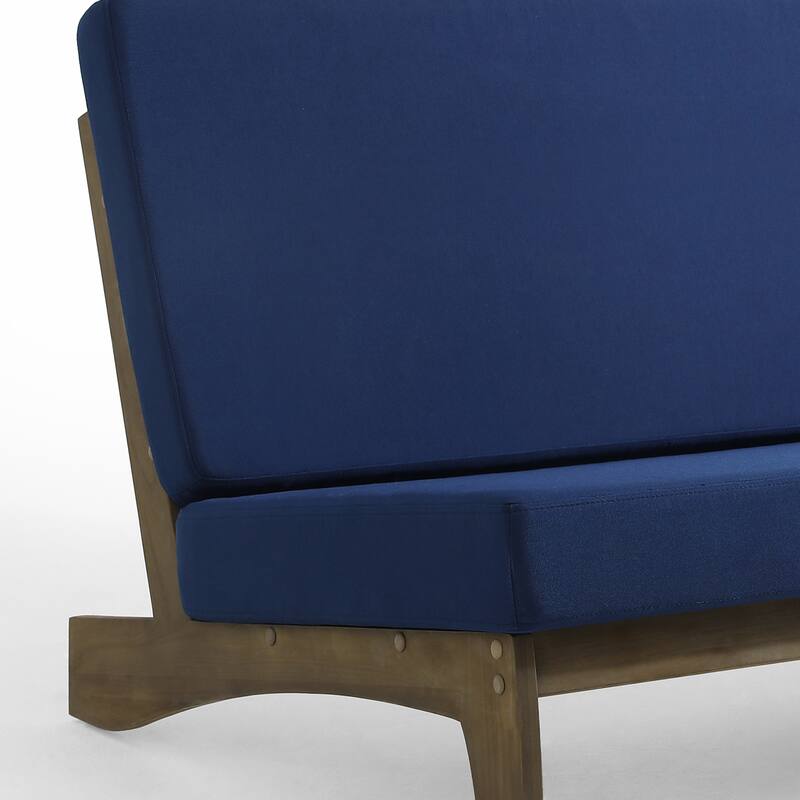 Teak Outdoor Armless Lounge Chair Set Loveseat with Cushions