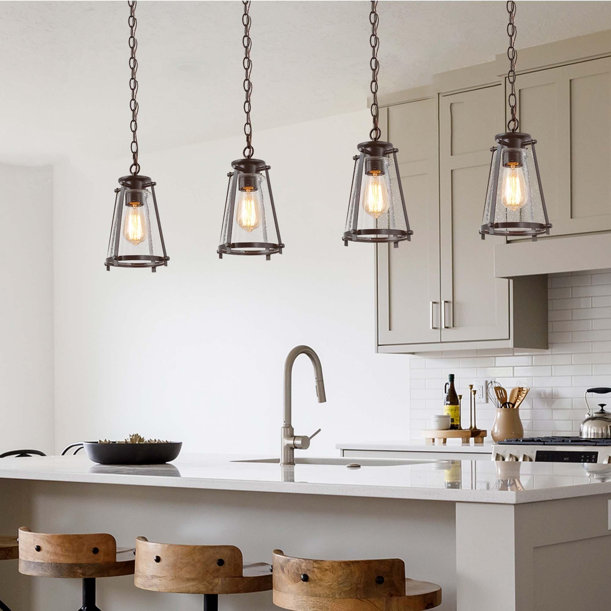 Modern Glass Mini Island Pendant Lighting Fixture For Kitchen