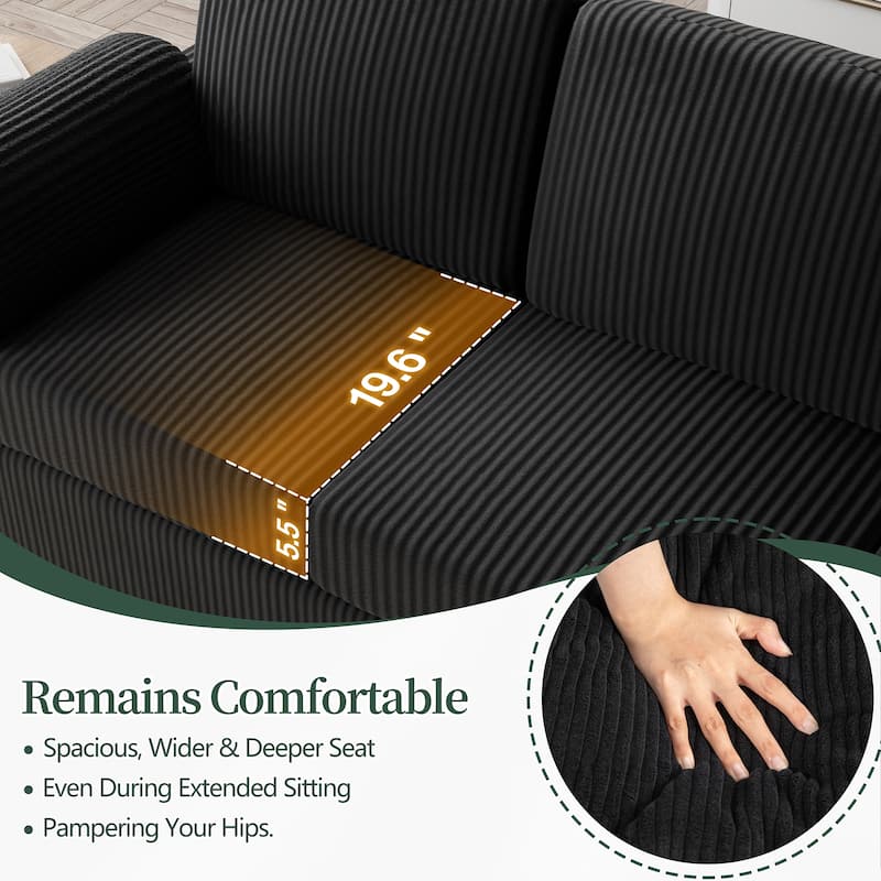 Corduroy Sectional Sofa Couch with Storage