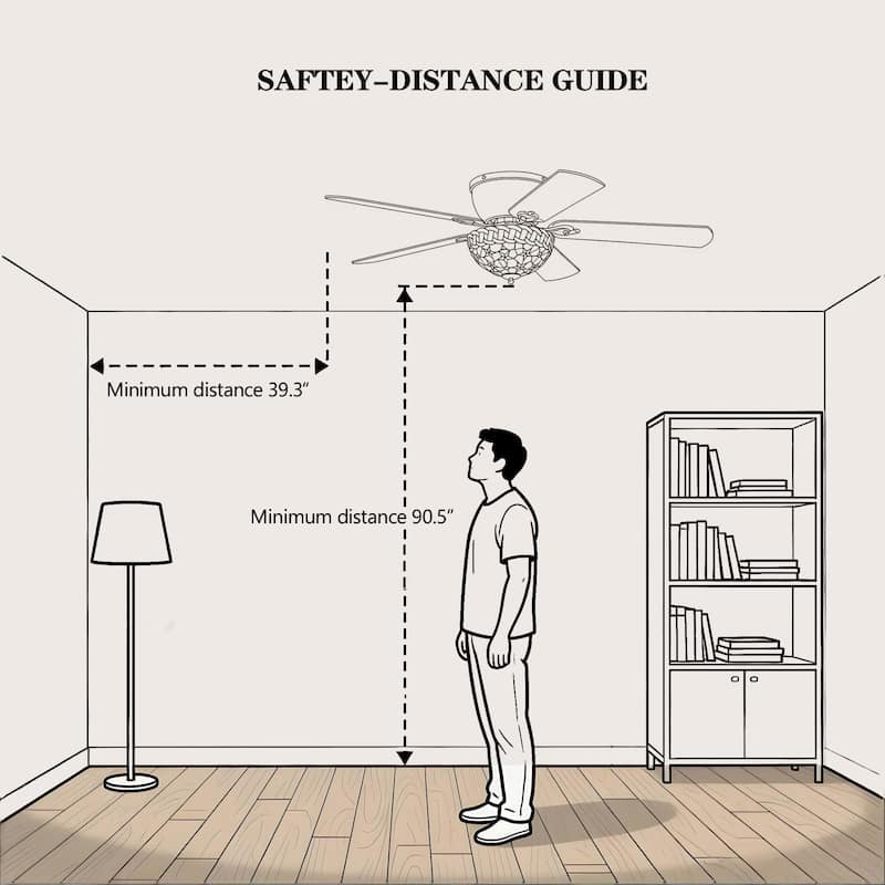 Chergo 52-Inch Flushmount Lighted Ceiling Fan Red Flower Tiffany Glass Lamp Black Finish