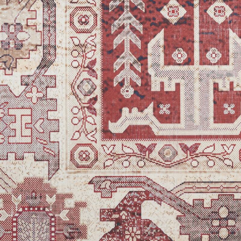 Lazod Power Loomed Distressed Non Skid Stain Resistant Low Pile Area Rug By HomeRoots - 84' X '60' X '0.2