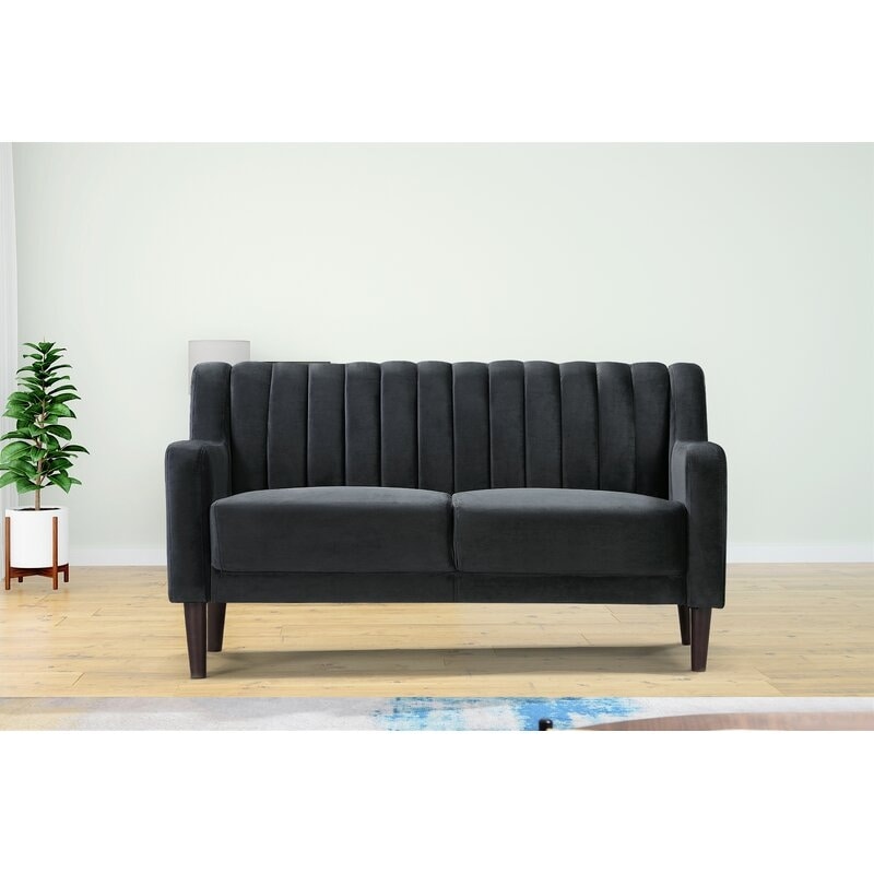 Sabatino Velvet 57 5 Square Arms Loveseat On Sale Overstock 31244212