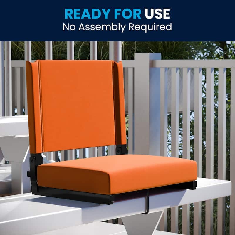 Padded Stadium Chairs with Handles and Bleacher Hooks (Set of 2) - 14"D x 18"W x 18"H