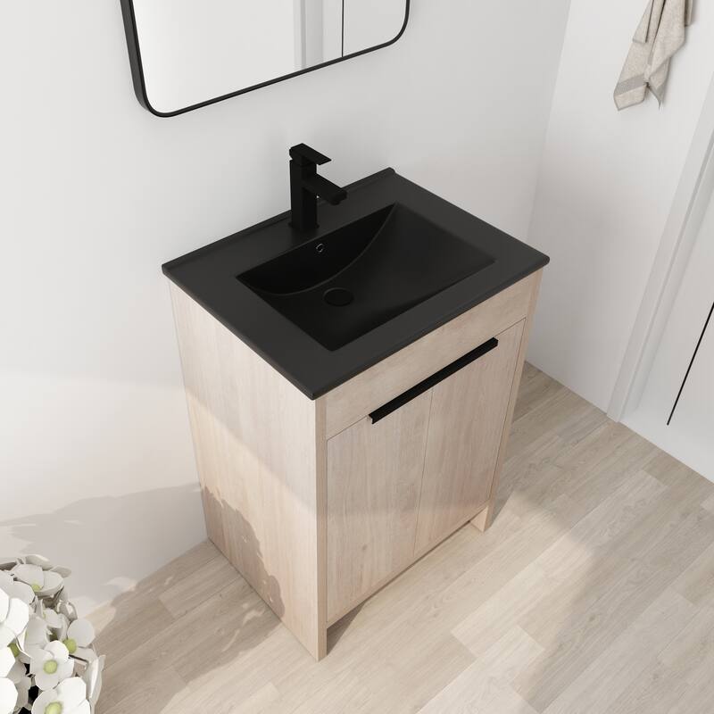 BNK 24/30/36 inch Freestanding Single Sink Bathroom Vanity with Soft Close Door and 1 adjustable shelf