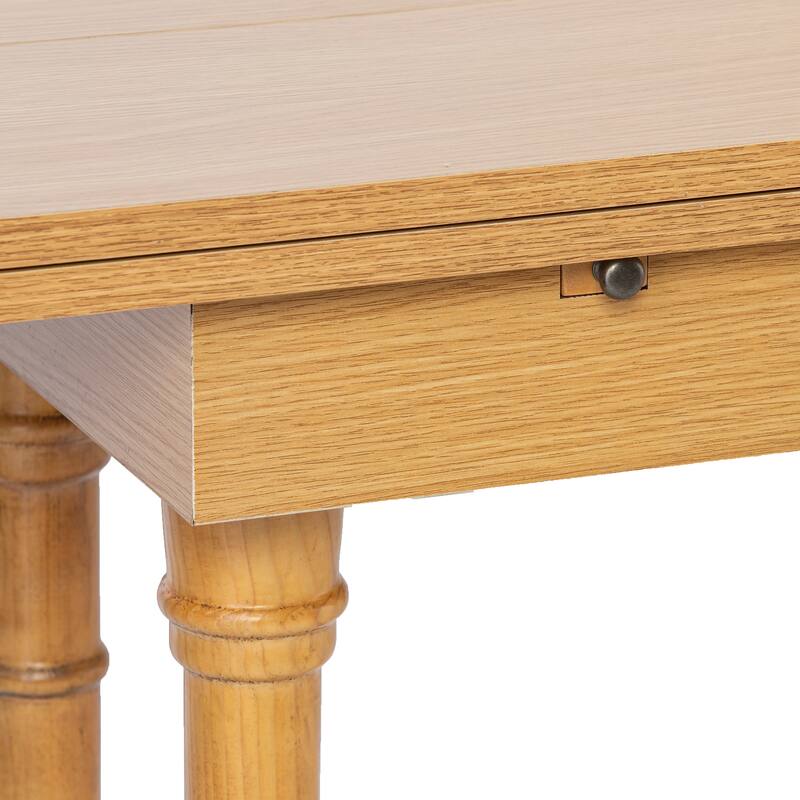 SEI Furniture Eddlewood Farmhouse Drop Leaf Trestle Console to Dining Table