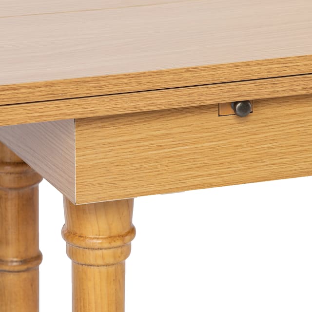 Eddlewood Farmhouse Drop Leaf Trestle Console to Dining Table