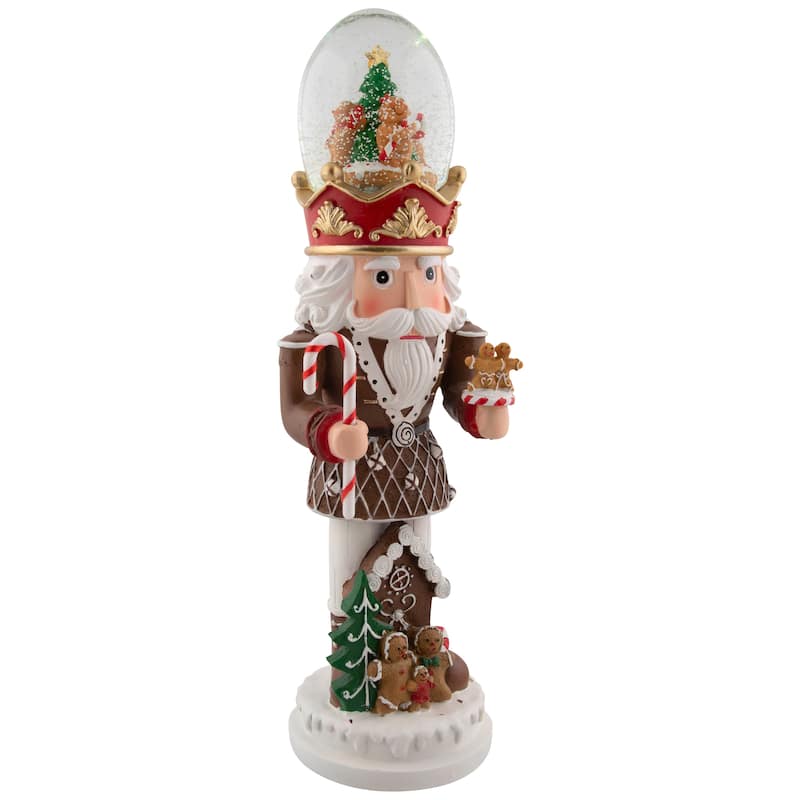 LED Lighted Gingerbread Nutcracker Musical Christmas Snow Globe - 17.5"