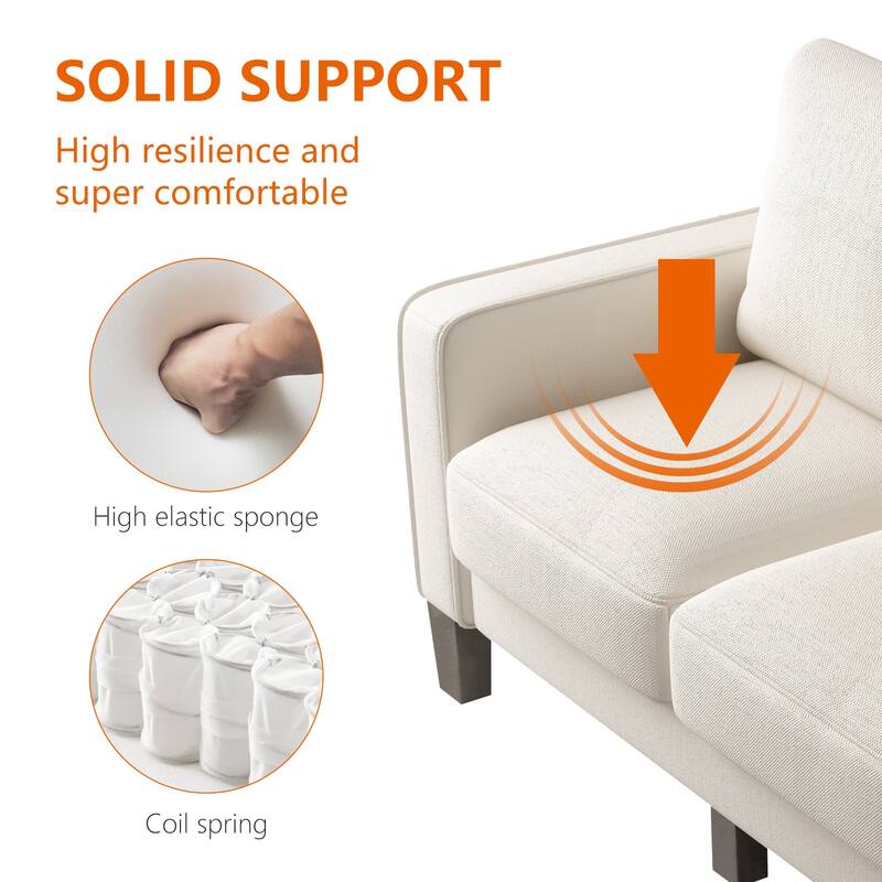 Minimalist Loveseat Sofa Couch with Wood Frame, Compact Sofa 2 Seat Loveseat Sofa with Square Armrests