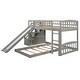 preview thumbnail 6 of 11, Stairway Twin over Twin Bunk Bed with Two Drawers, Slide, and Convertible Ladder, Gray
