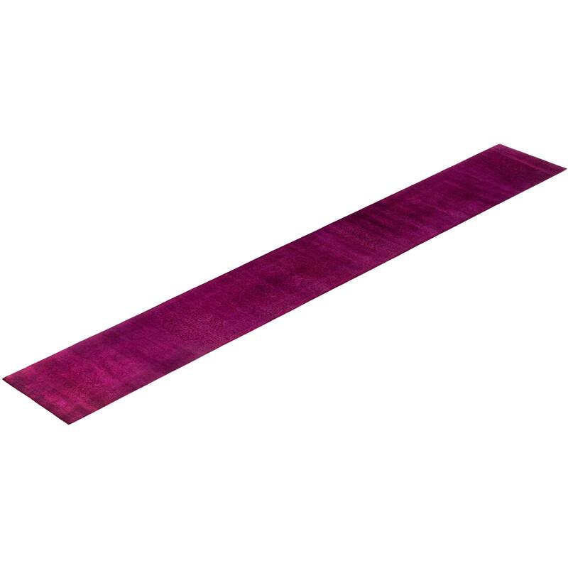 Overdyed One-of-a-Kind Hand-Knotted Area Rug - Purple - 2' 7" x 19' 3"