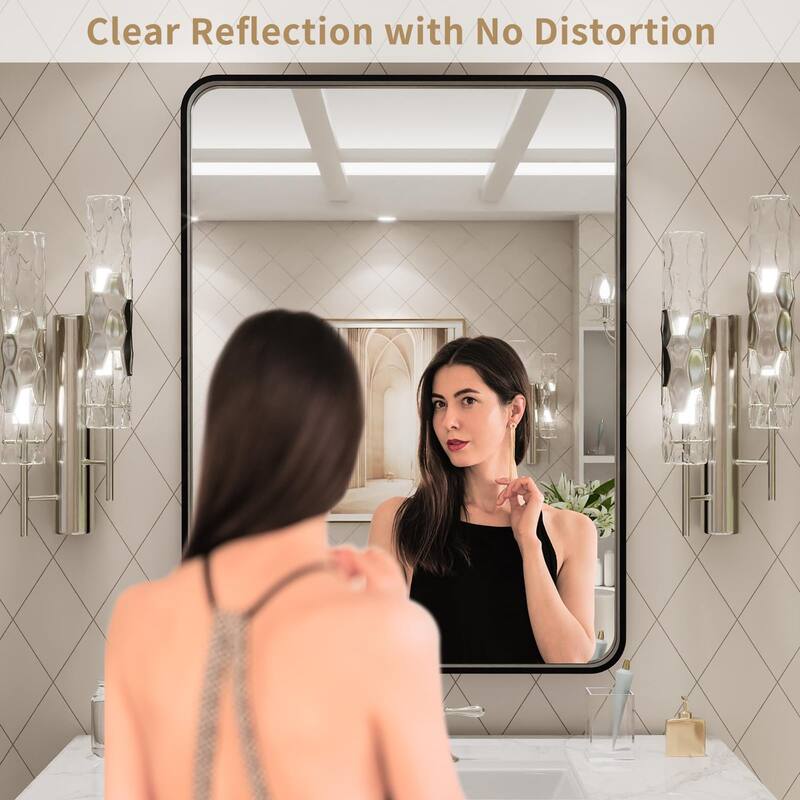 24x32 Inch Black Aluminium Frame Bathroom Mirror