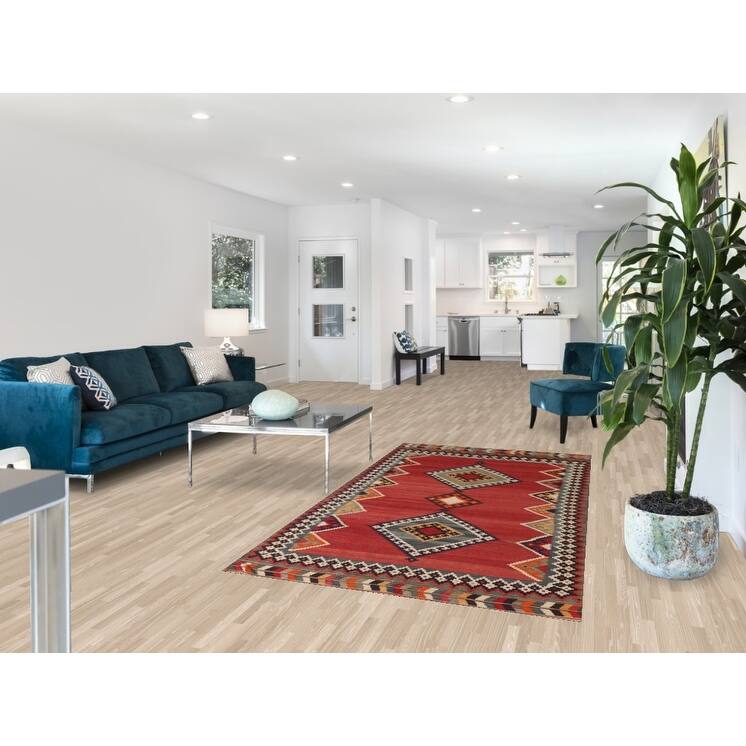 Hand-Woven Vegetable Dye Kilim Qashqai Persian Vintage Area Rug - 4'0"x 7'9"