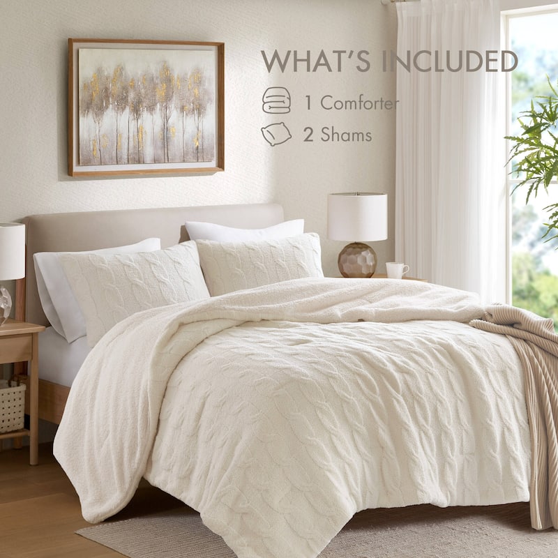 Madison Park Riordan Cable Knit Chenille Comforter Set