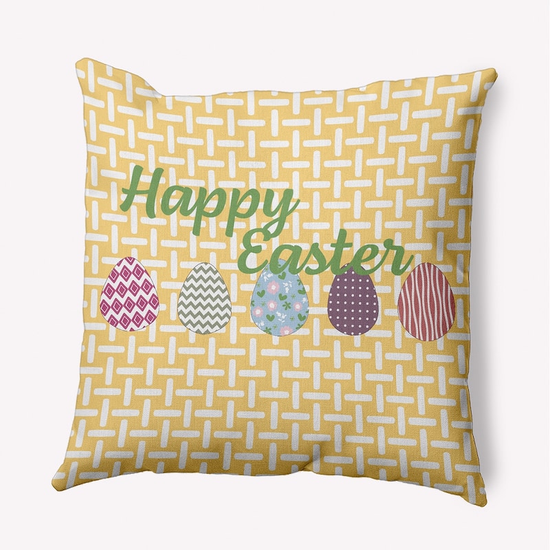 Happy Easter Polyester Indoor Pillow - 26" x 26" - Daffodil Yellow