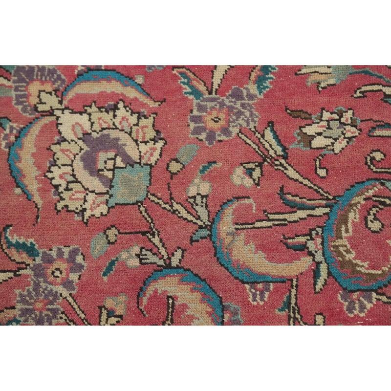 Pink Tabriz Persian Area Rug Hand-Knotted Wool Carpet - 9'0" x 12'5"