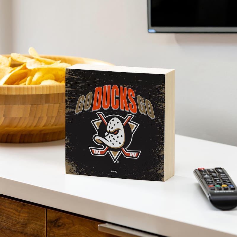 Anaheim Ducks Wooden Tabletop Mantel Shelf Sign - 6" x 6"