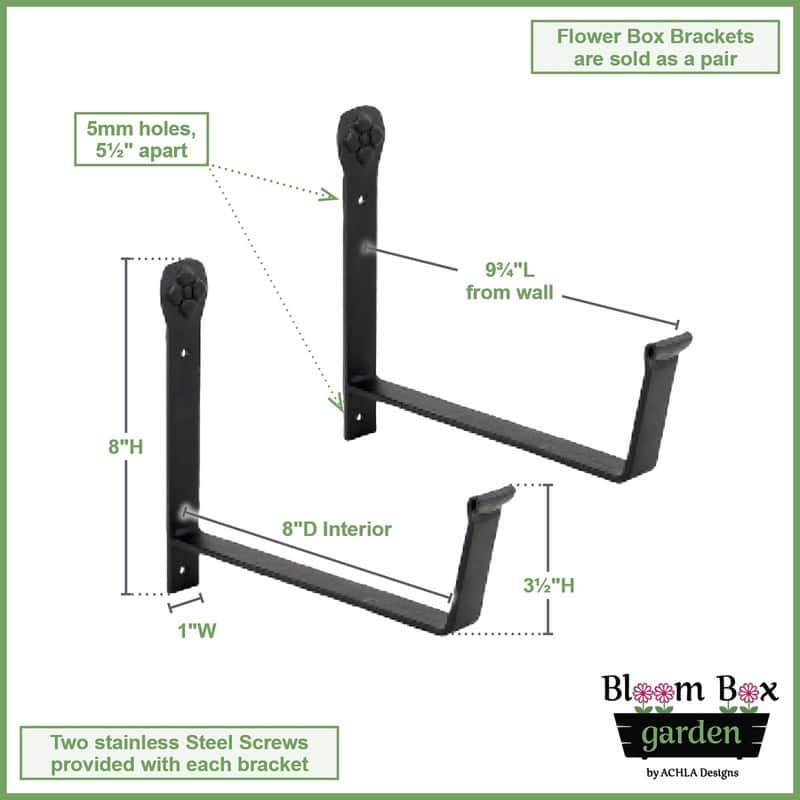 Achla Designs 24" W Medium Galvanized Steel/Wrought Iron Indoor Oudoor Bloom Box Garden Growing Kit