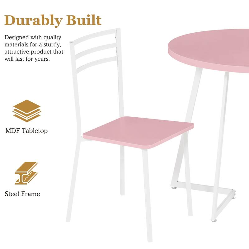 VECELO 3-Pieces Round Dining Sets for Small Spaces Butterfly Leg Table Dining Table Set of 3