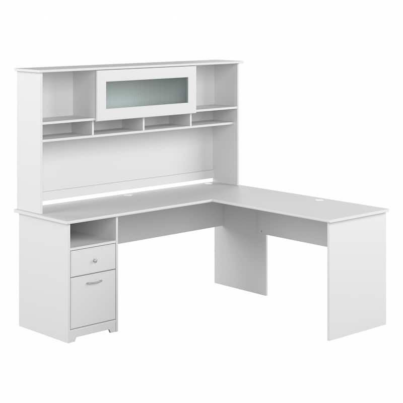 72W L-shaped Computer Desk with Hutch and Drawers by Bush Furniture