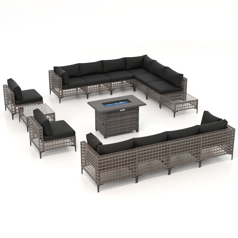 12 - Person Outdoor Sectional Seating Group with Fire Pit