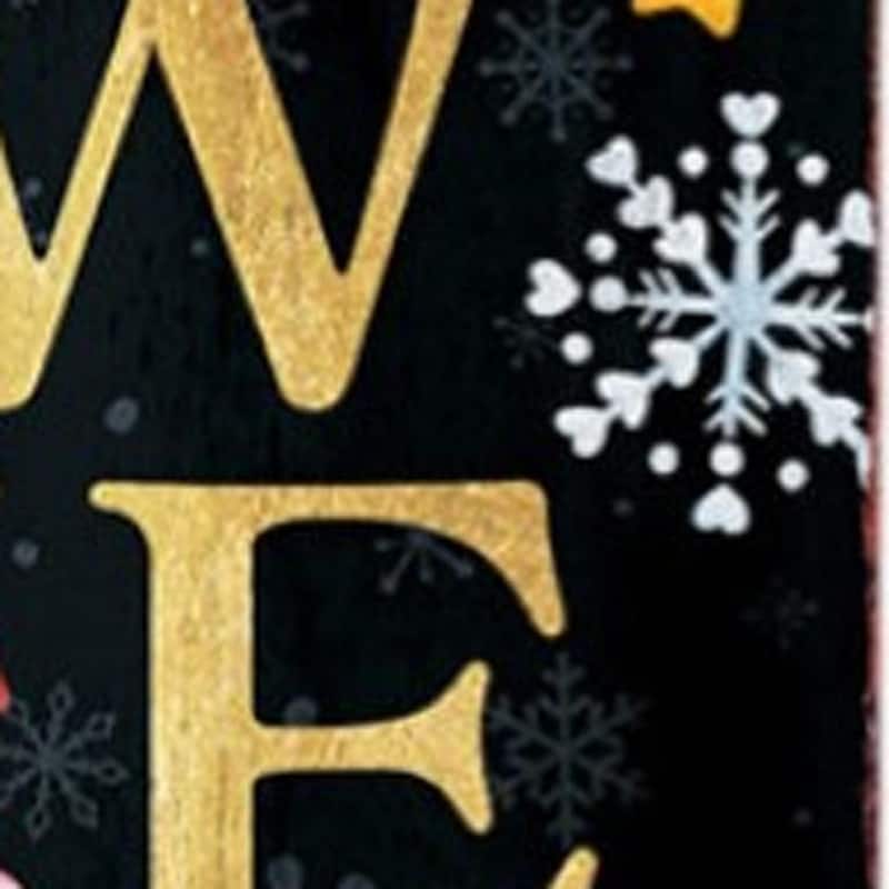 HomeRoots 36" Black Gold And Red Solid Wood Welcome Christmas Santa Porch Sign