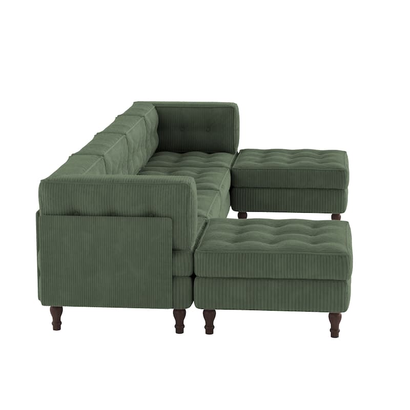 Oversized Modular Sectional Corduroy Fabric Tufted Sofa