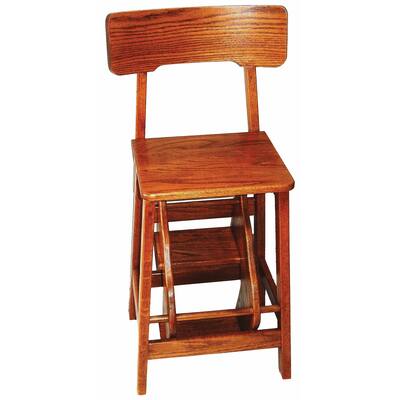 Oak Step Stool with Back