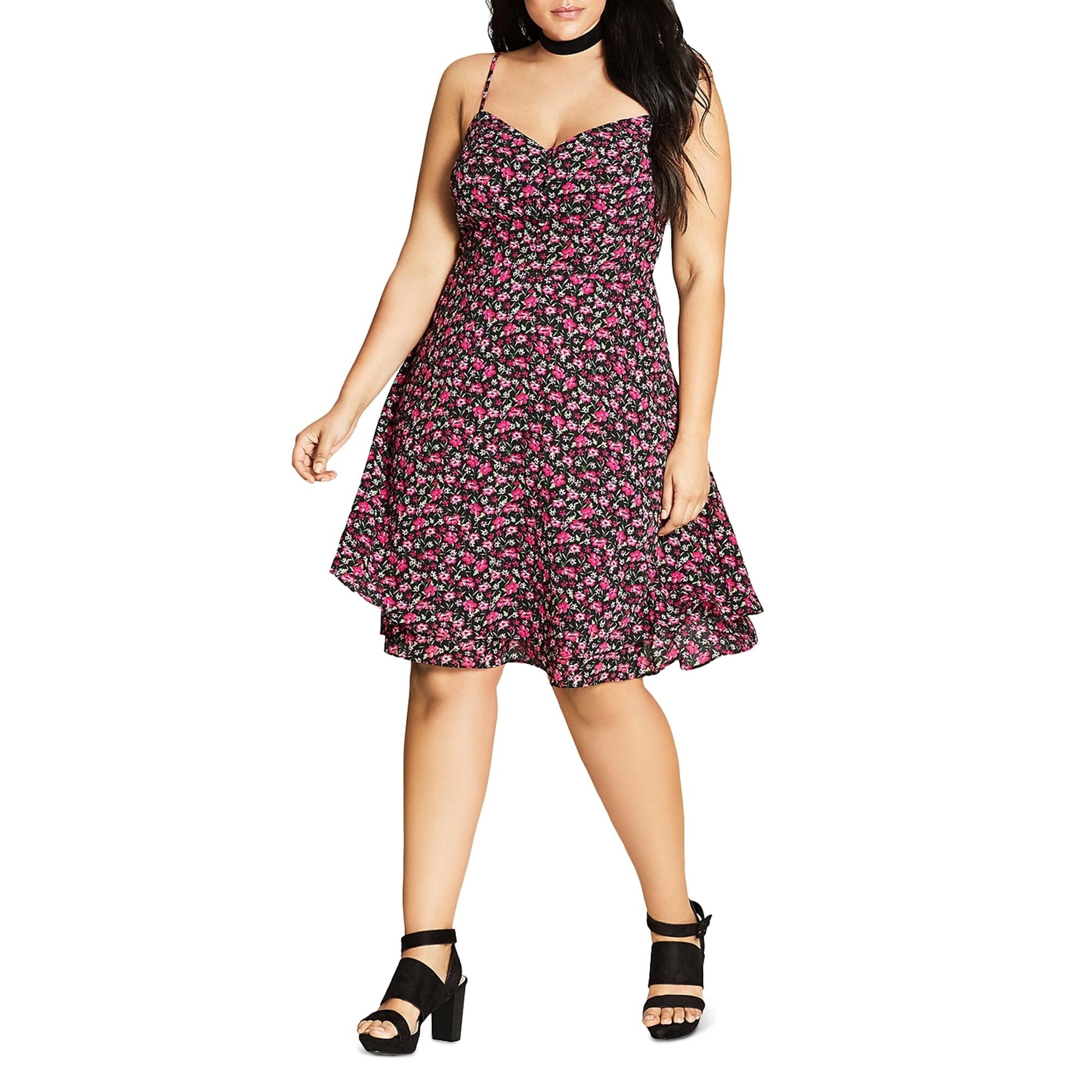 Shop City Chic Womens Plus Casual Dress Knee Length Floral Print