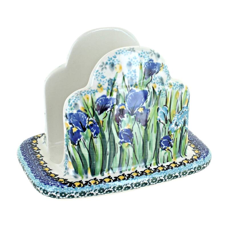 Blue Rose Polish Pottery 487 Ceramika Artystyczna Napkin Holder