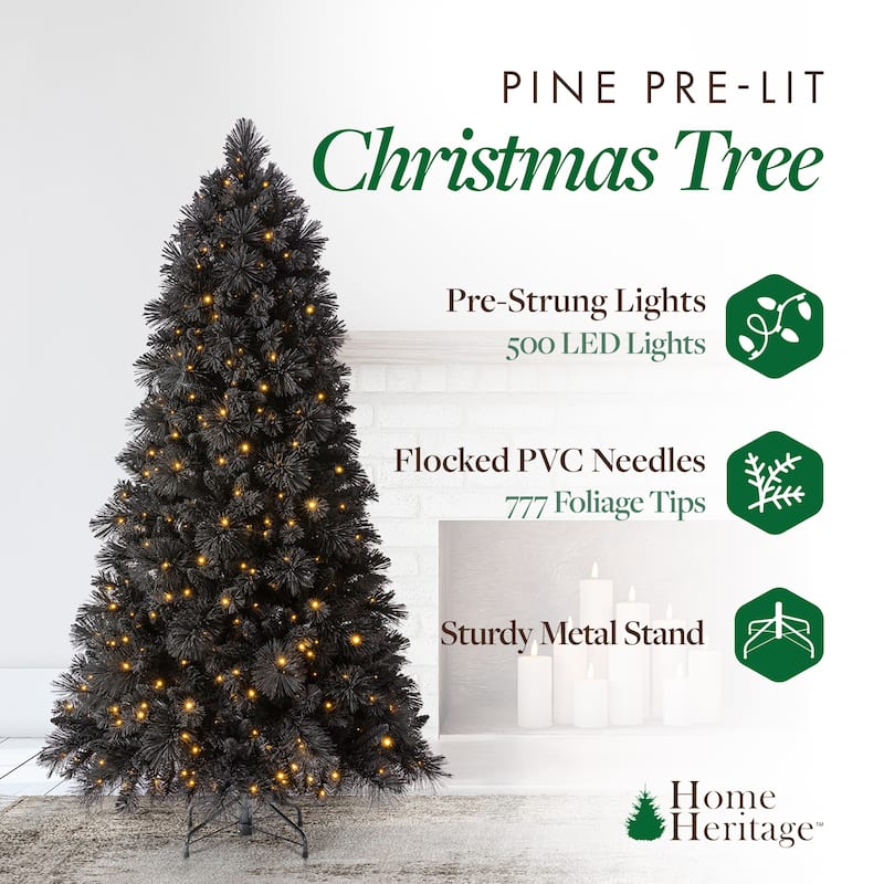 Home Heritage Rotating Tree Stand Base w/Snowdrift 6.5 Ft Pre-Lit Holiday Tree - 29