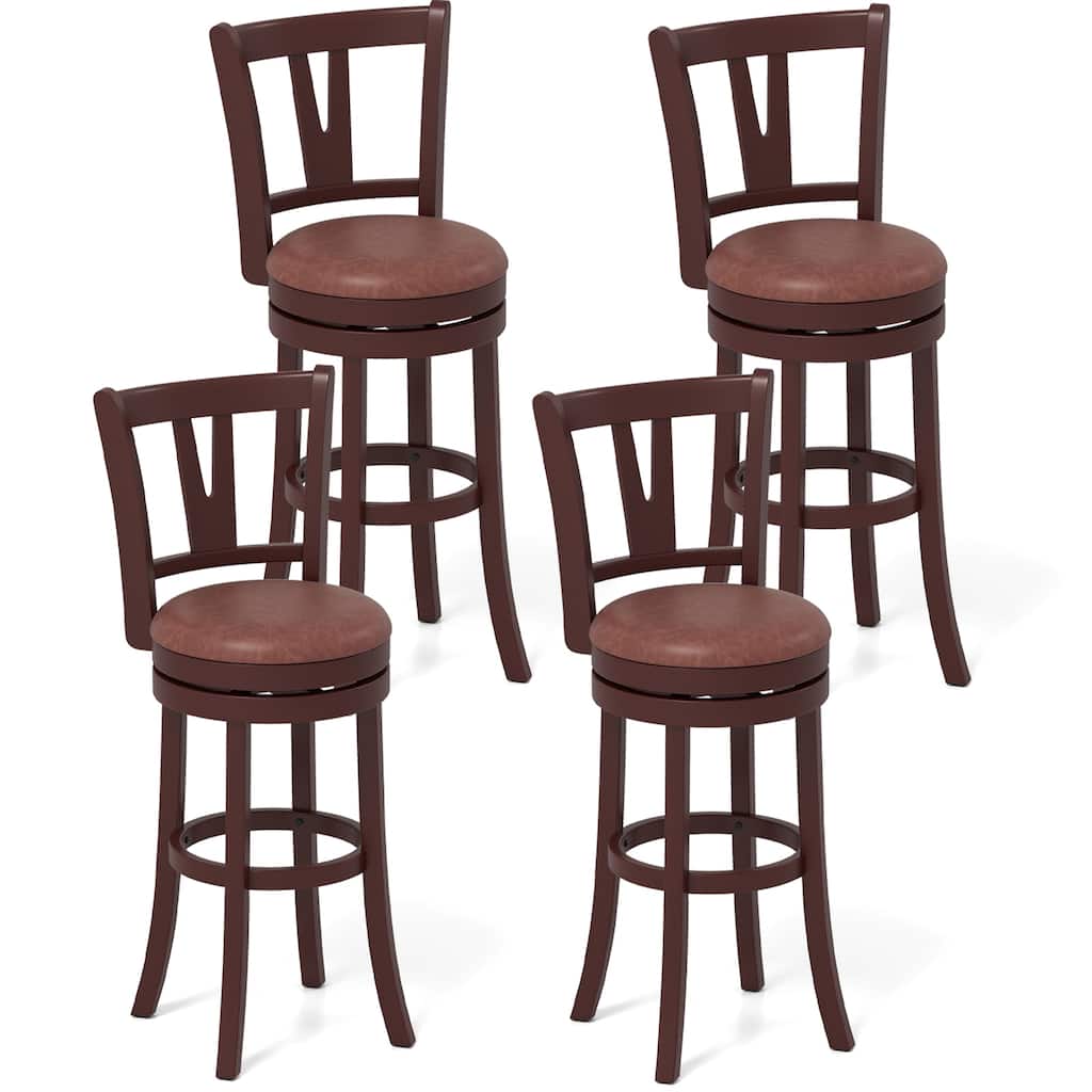 Gymax 30'' Bar Height Swivel Barstools Set of 4 High Backs & Footrests