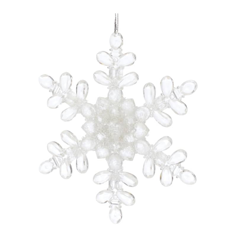 Glittered Snowflake Christmas Ornaments - 5.25" - 24ct
