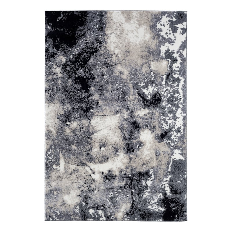 Sofia Abstract Polypropylene Area Rug - 6'9'' X 9'6'' - Grey/Black
