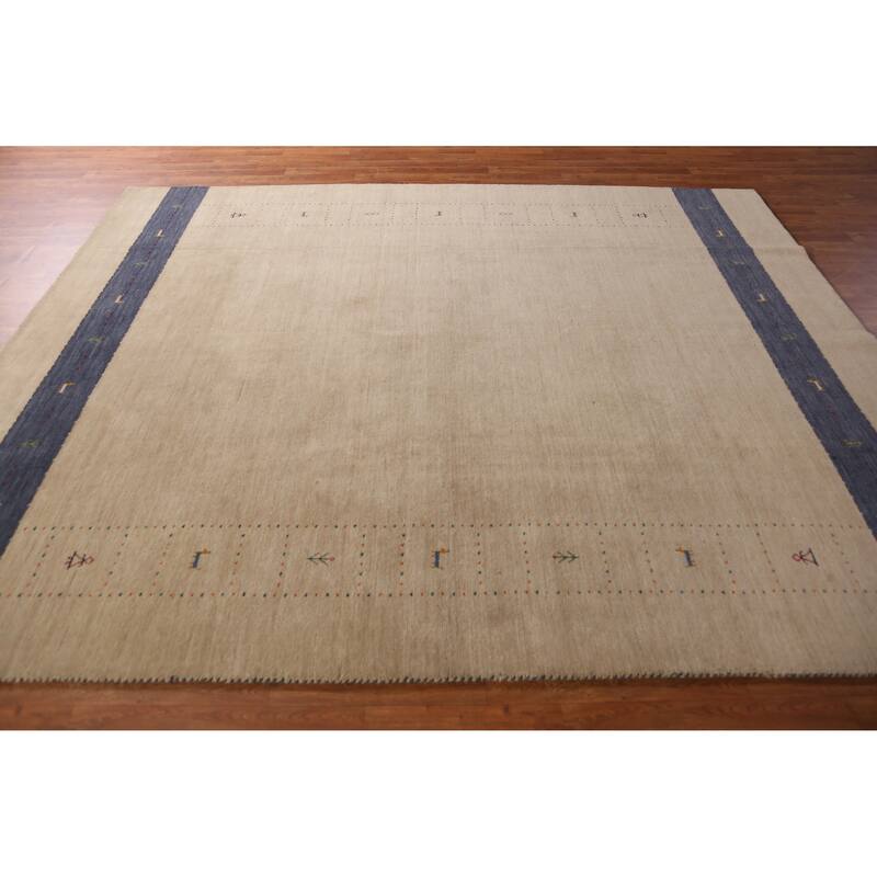 Light Brown Gabbeh Indian Area Rug Handmade Wool Carpet - 7'10" x 9'9"