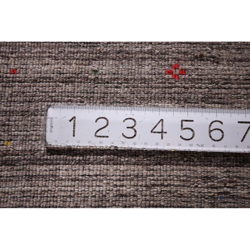 Striped Gabbeh Square Area Rug Hand-Knotted Wool Carpet - 8'1"x 8'0"