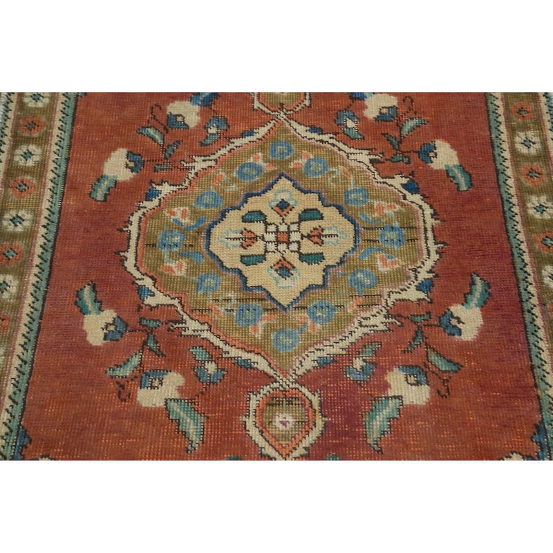 Hand Knotted Oriental 100% Wool Carpet Traditional Medallion Oranges & Rust Tabriz Area Rug - 4' 4'' X 2' 6''