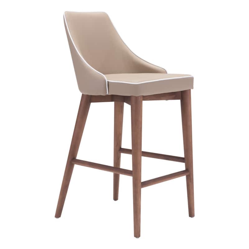 26" Modern Upholstered Counter Height Bar Stool with Solid Wood Frame and Footrest - 18"L x 19.7”W x 37"H