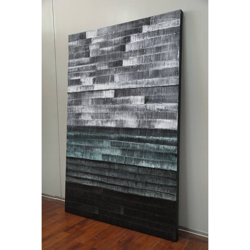 Gradient Hand Painted Abstract Vertical Textured Canvas Wall Art 47x31
