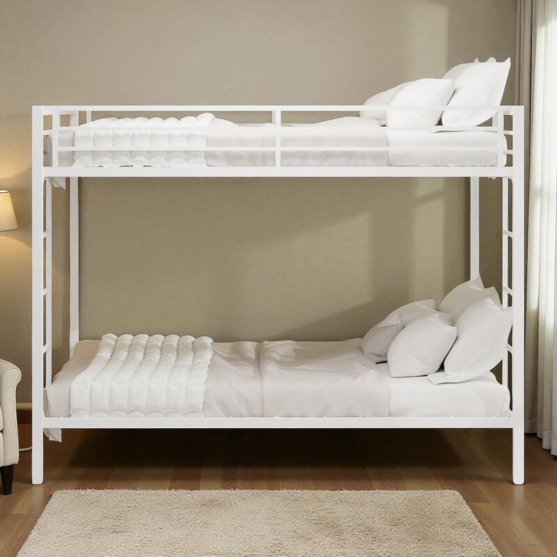 Full/Queen Metal Bunk Bed with Heavy-Duty Square Tube Frame, Dual Sleeping Areas, Space-Saving Design for Shared Rooms