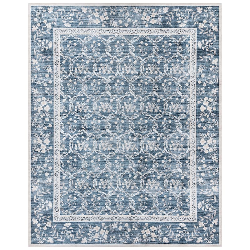 Gertmenian Crystal Print Soft Flat Pile Polyester Slip Resistant Washable Indoor Printed Area Rug Collection - 3' 6" x 4' 6" - Vela Navy - Rectangle